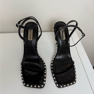 Steve Madden Black Heeled Sandals with Studded Straps